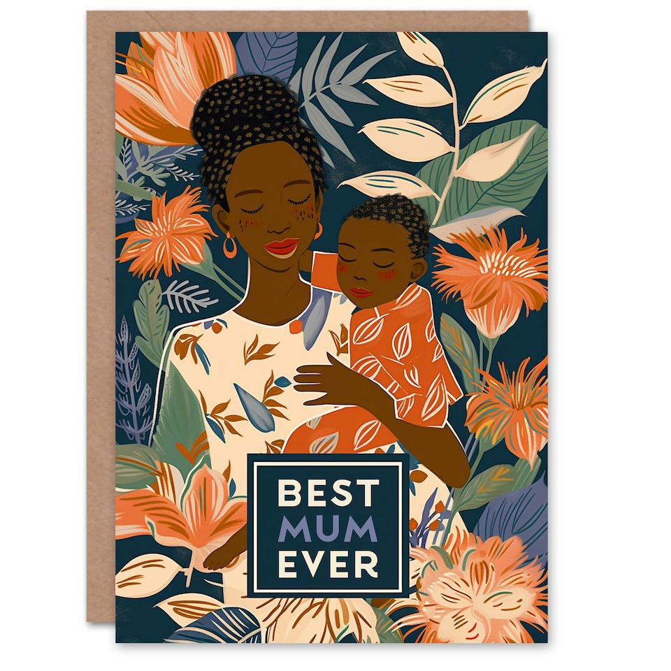 image 1 of Mothers Day Card Afro Caribbean Woman Best Mum Ever