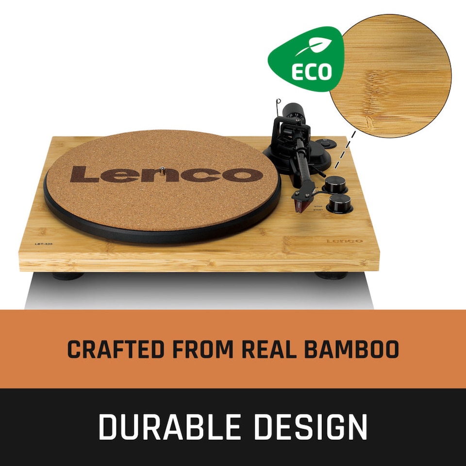 image 1 of Lenco LBT-335BA - Turntable with Bluetooth transmission, Bamboo
