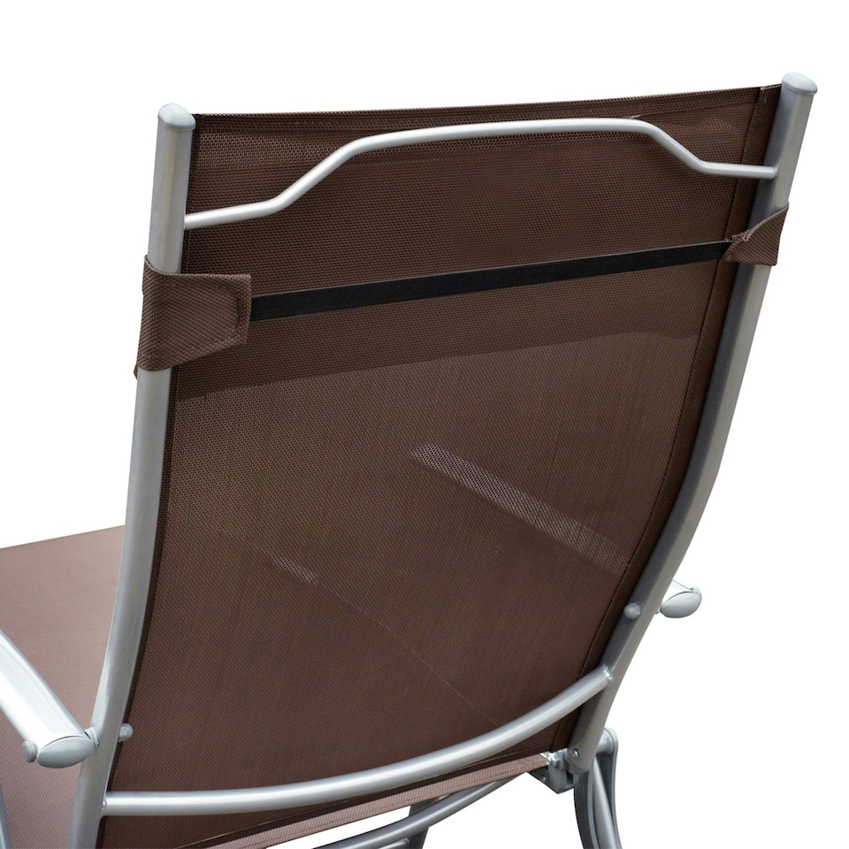 image 1 of Outsunny Sun Lounger Recliner w/ Pillow Foldable 7 Levels Texteline Brown