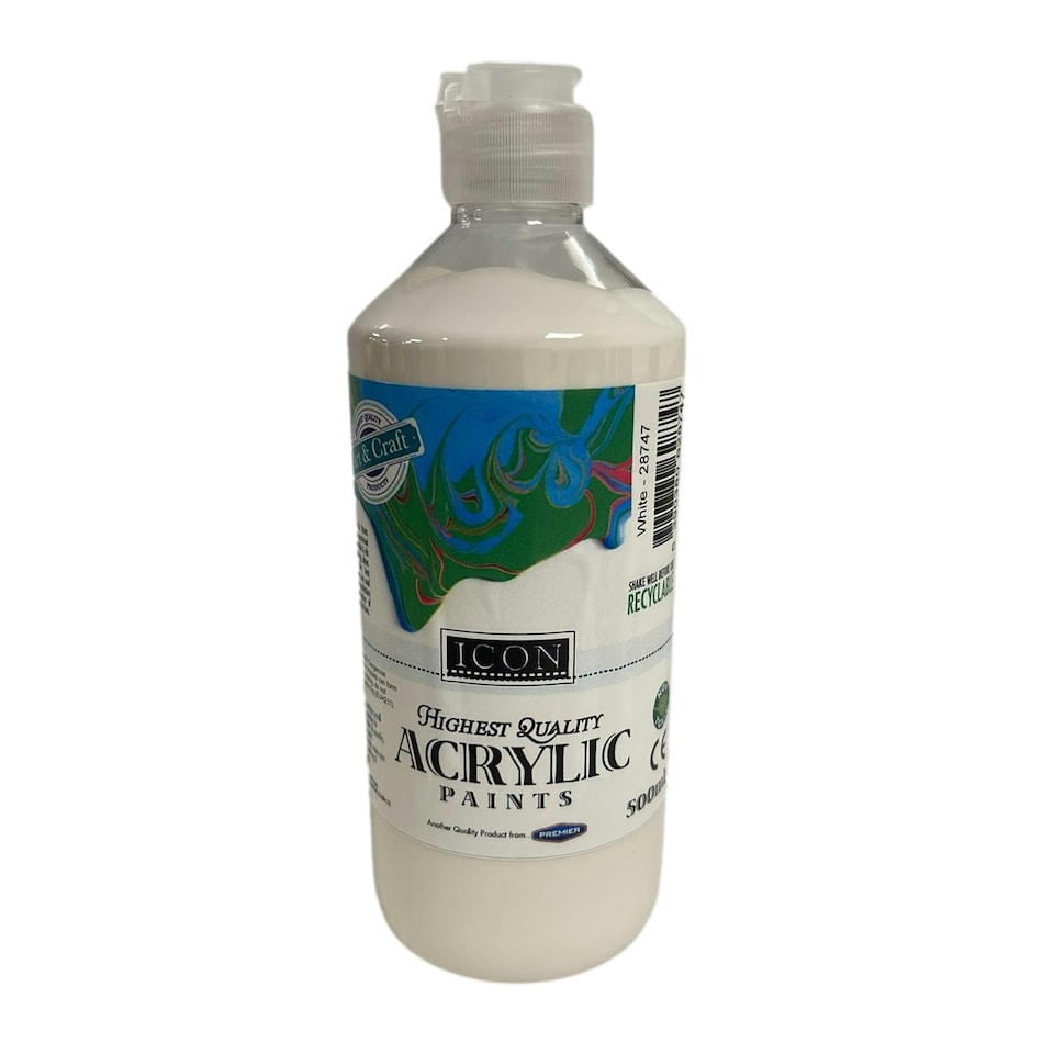 image 1 of White Acrylic Paint 500ml by Icon Art