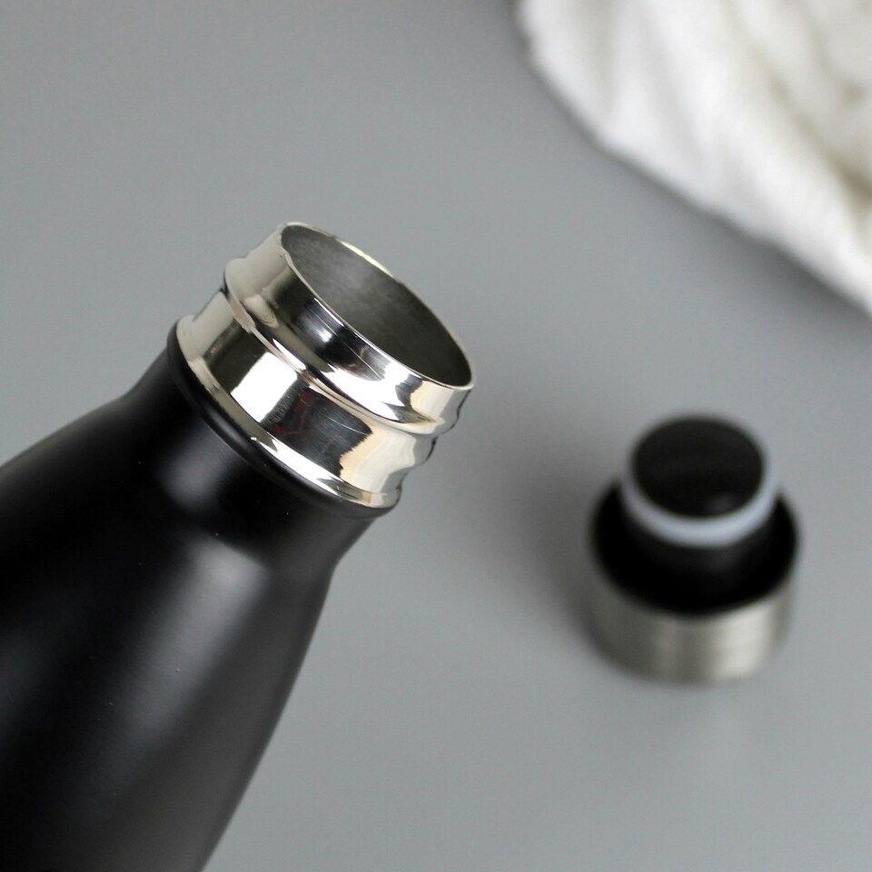 image 1 of Personalised Initials Black Metal Insulated Drinks Bottle