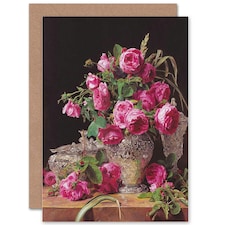 Still Life Waldmuller Roses Art Blank Just to Say Card