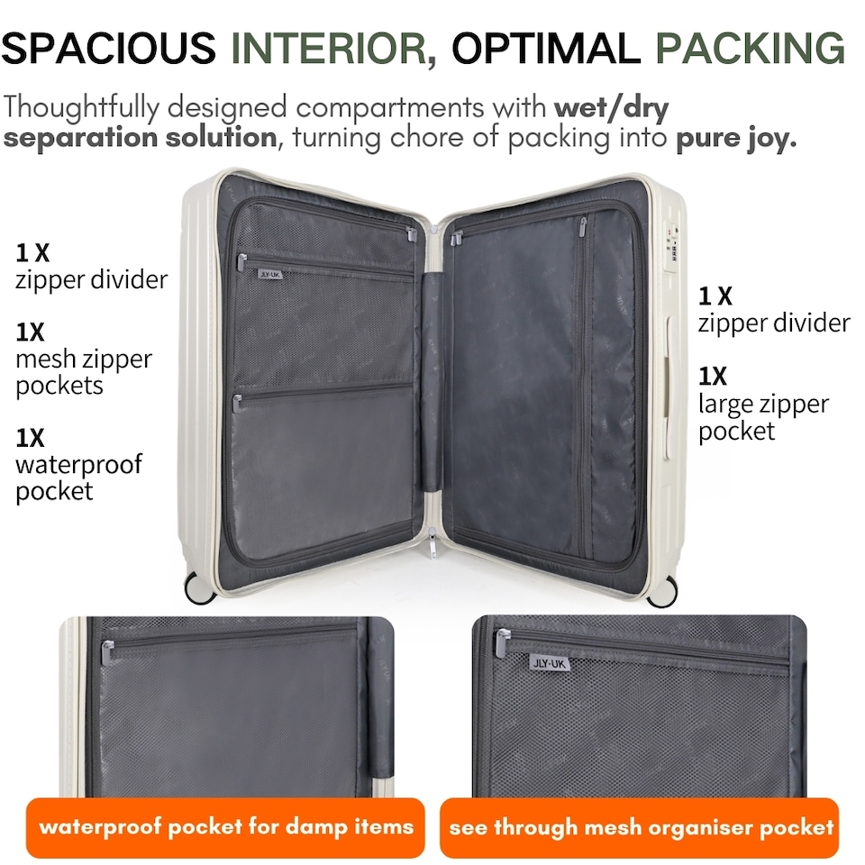 image 1 of 4 Piece Suitcase Set: Vanity, Carry-On, Medium & Large with Cupholder | White | Off White