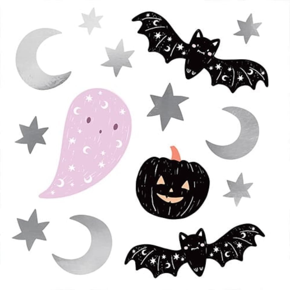 image 1 of Celestial Halloween Decorative Adhesive Wall Stickers - Pack of 14
