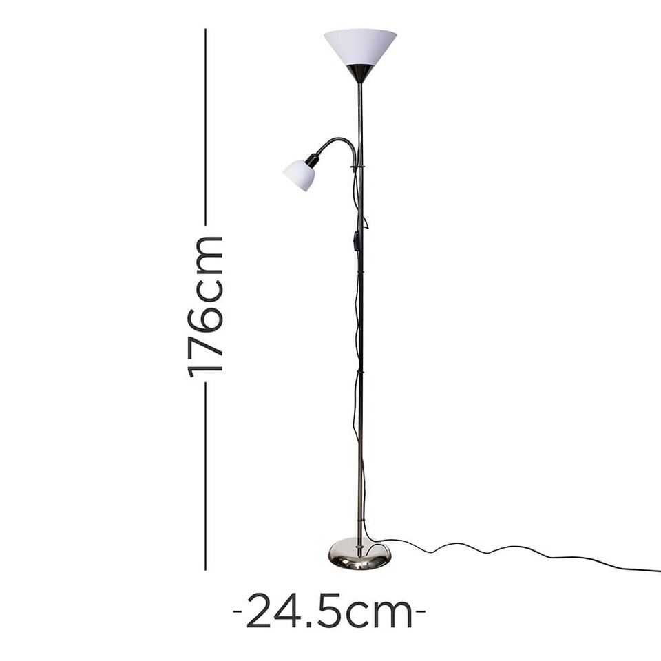 image 1 of ValueLights Mozz Black Chrome Mother and Child Floor Lamp | Black