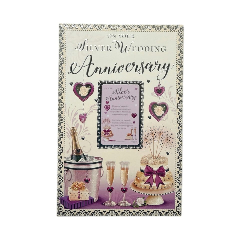 image 1 of Silver Wedding Keepsake Treasures Traditional Design 40th Anniversary Card