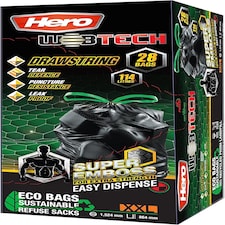 Hero Webtech Super Strong Black Embossed Drawstring Bin Bags 114L – 28 Heavy Duty Tear-Resistant Refuse Sacks