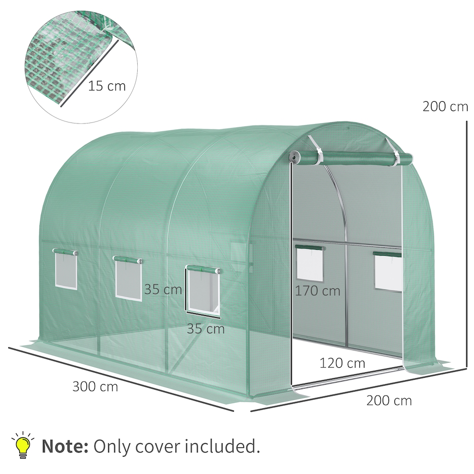 image 1 of Outsunny 3 x 2 x 2m Greenhouse Replacement Cover ONLY for Tunnel Greenhouse