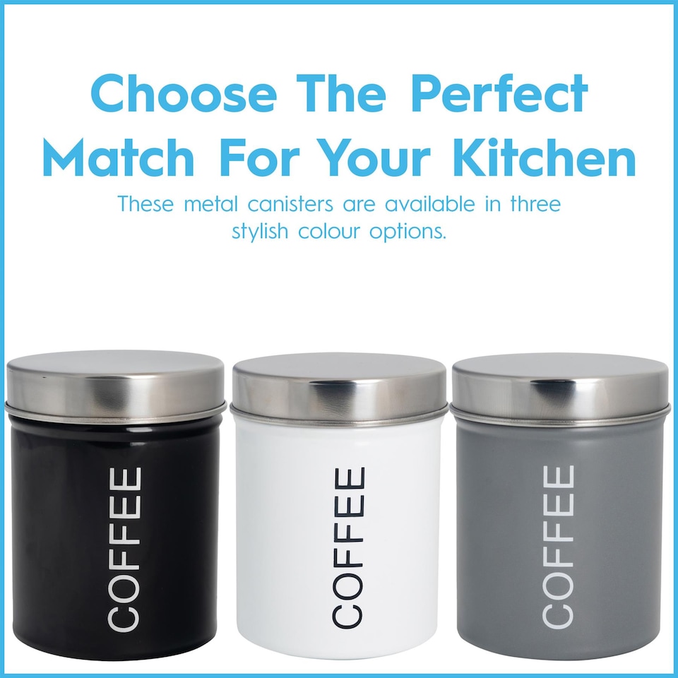 image 1 of Harbour Housewares Metal Coffee Storage Canister - 1x Round Retro Food Storage Canister Coffee Caddy Food Container Tin | Black | Black