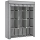 image 6 of HOMCOM Fabric Portable Wardrobe with 8 Shelves 2 Hanging Rails, Light Grey Grey