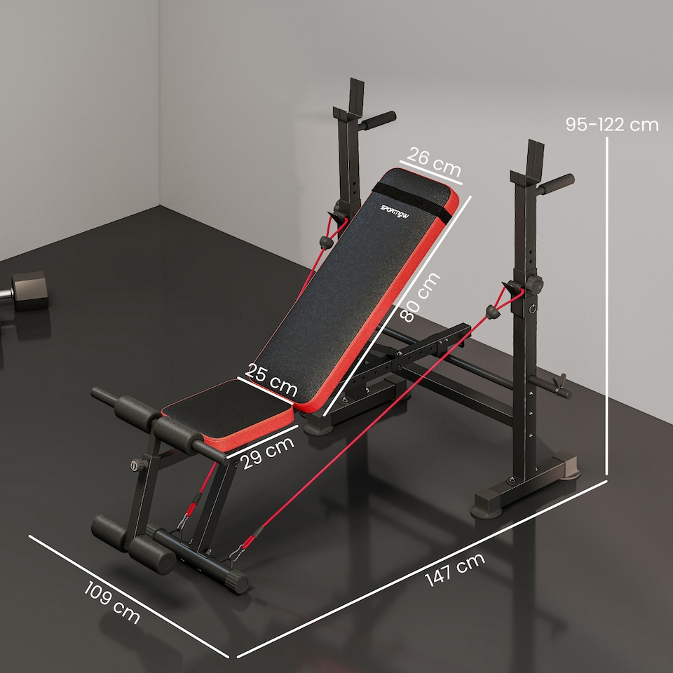image 1 of SPORTNOW 420KG Weight Bench with Adjustable Bench Press Rack and Dip Station, Heavy Duty Flat or Incline Workout Bench for Home Gym Full Body Strength Training