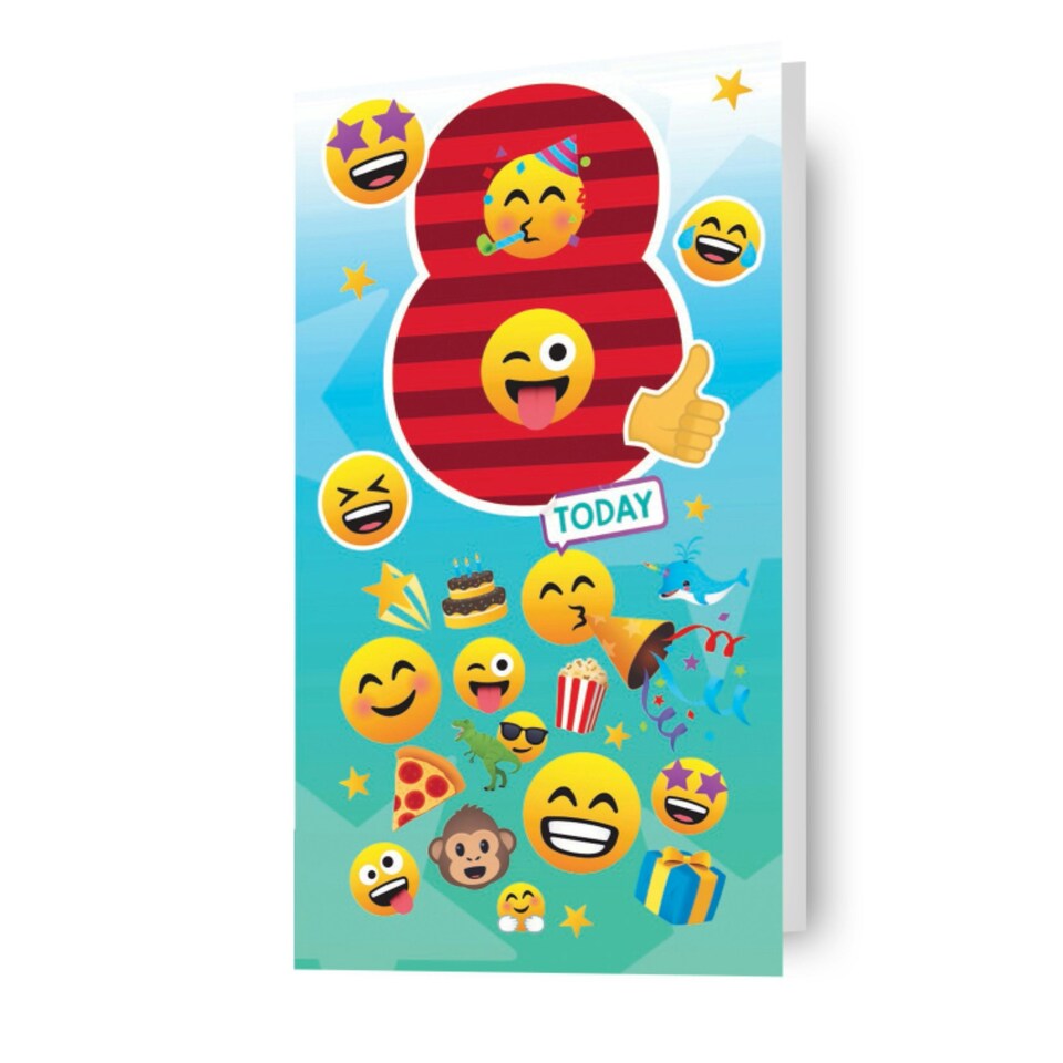 image 1 of JoyPixels Emoji Age 8 Birthday Card