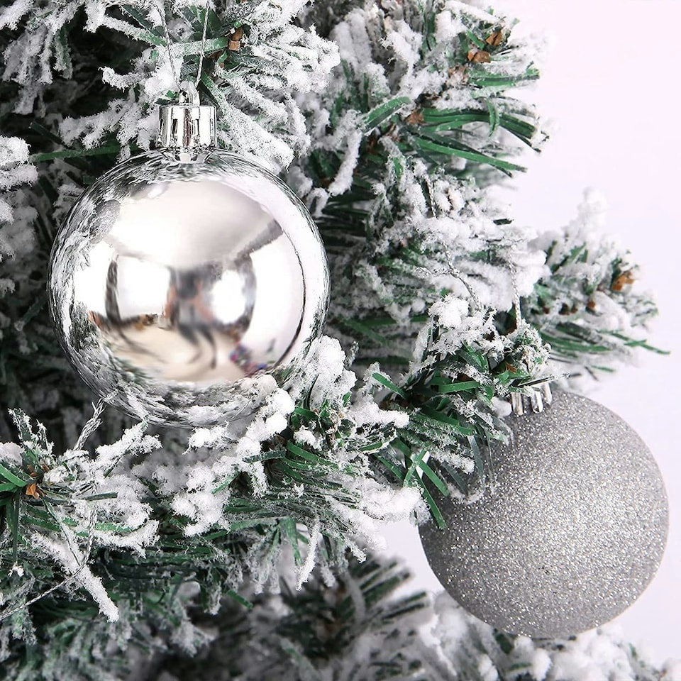 image 1 of 60mm/18Pcs Christmas Baubles Shatterproof Silver,Tree Decorations