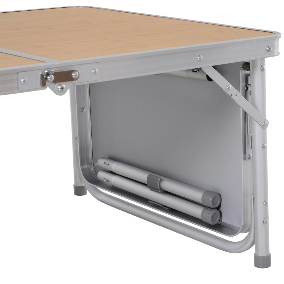 image 1 of Outsunny 3ft Aluminium Picnic Table w/Side Desktop Outdoor BBQ Party Portable