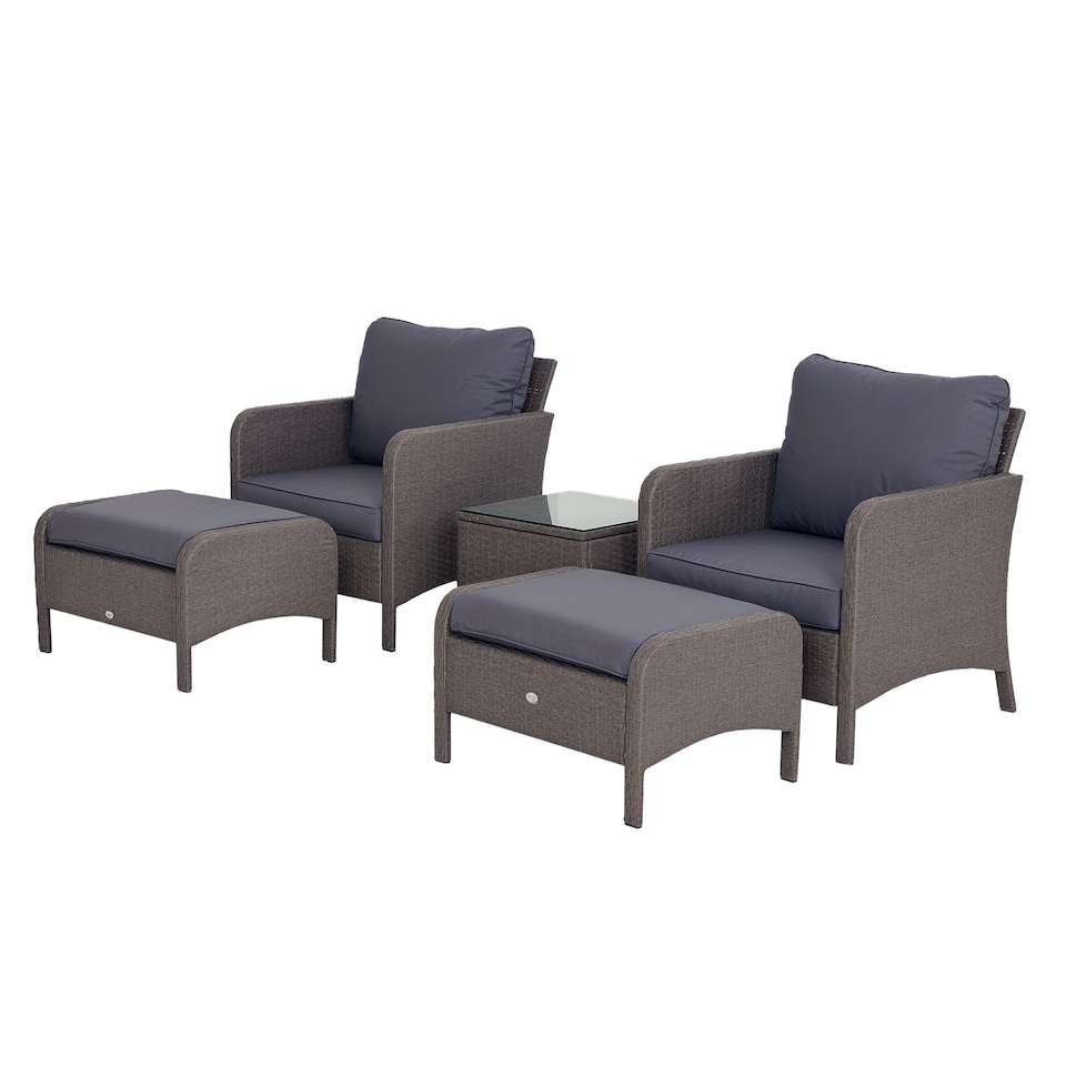 image 1 of Outsunny 5 Pieces Outdoor Patio Furniture Set Wicker Conversation Set Dark Grey