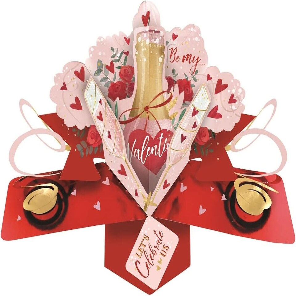 image 1 of 3D Pop Up Let's Celebrate Us Bubbles Valentine's Day Card