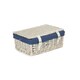 image 2 of 35cm White Wash Wicker Picnic Basket with Lining Blue | Blue | One Size