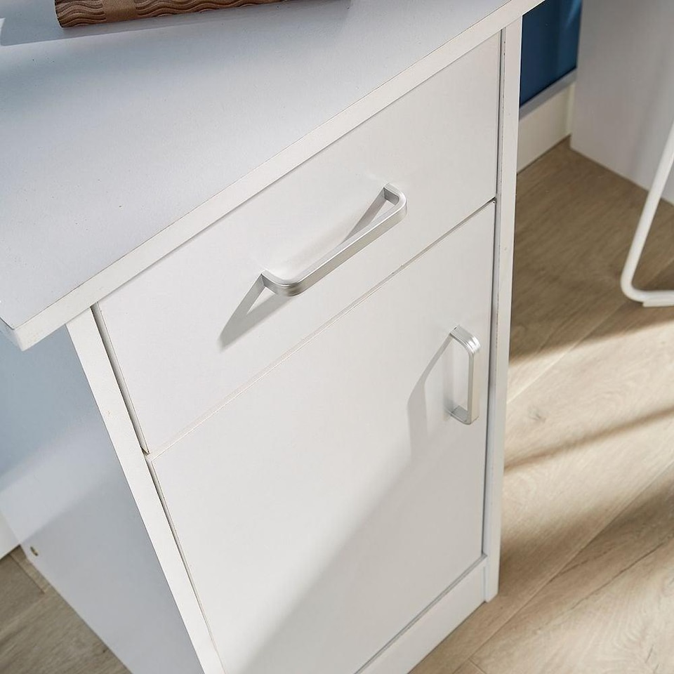 image 1 of Computer Desk 1 Drawer 1 Door Compact Workstation Home Office Table | White