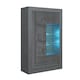 image 1 of Display Cabinet 93cm Grey Gloss Doors Dark Matt Body Free LED Grey