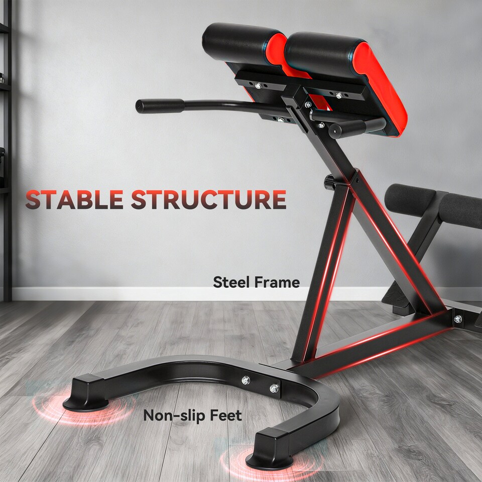 image 1 of SPORTNOW Roman Chair, Heavy-Duty 5-Level Adjustable Bench for Home Gym, Red