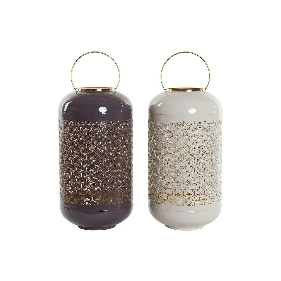 image 1 of Candleholder DKD Home Decor Beige Aluminium 24 x 24 x 57 cm Light mauve (2 Units) N/A