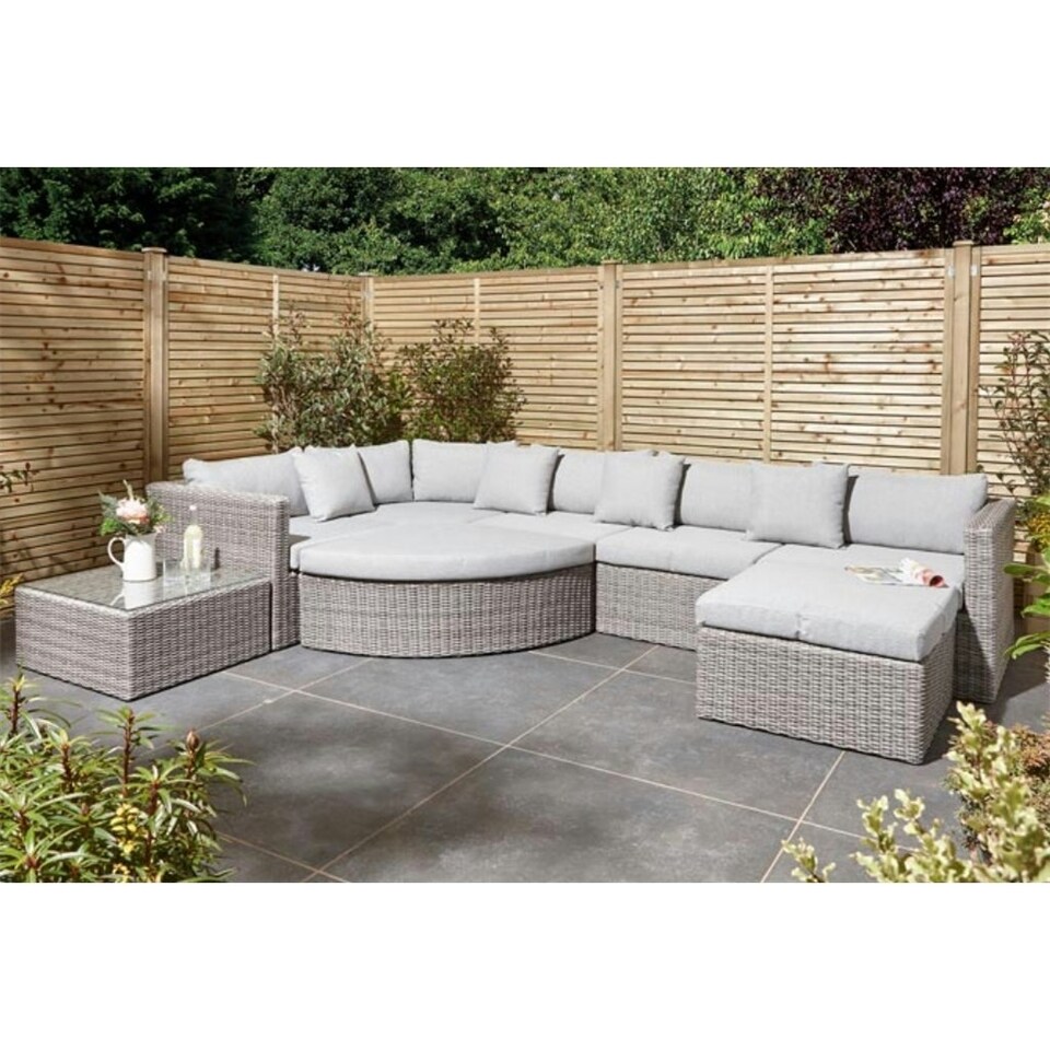 image 1 of 8 Seater Multifunction Flat Wicker Weave Garden Sofa Set