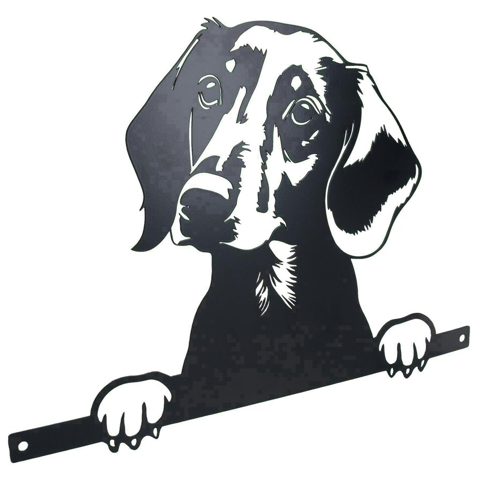 image 1 of Black Metal Peeking Dachshund Silhouette with Fixing Plate Garden Ornament Gift