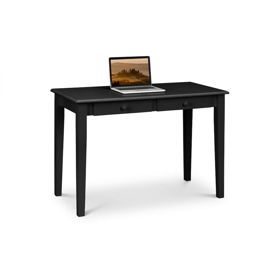 image 1 of Black Free-Standing Table with 2 Drawers | Black | Black
