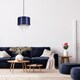 image 5 of Modern Navy Satin Fabric Pendant Light Shade with Transparent Acrylic Droplets | Blue
