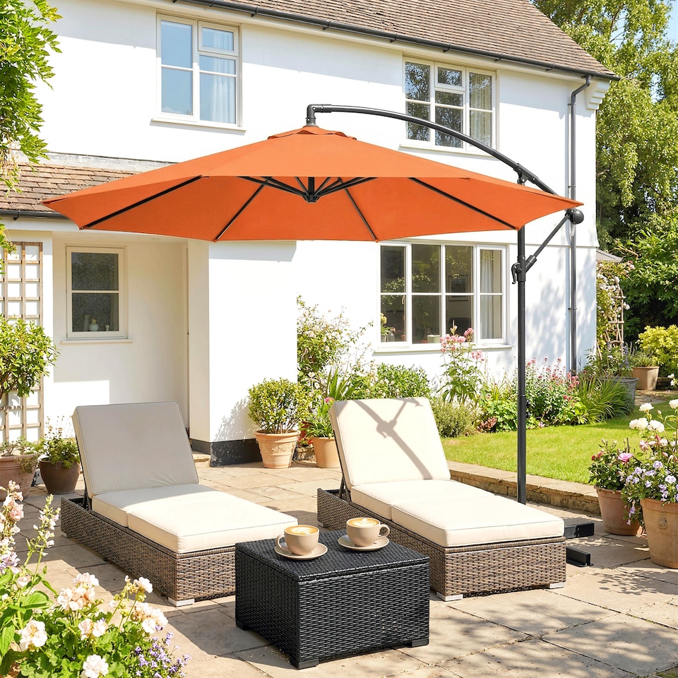 image 1 of Outsunny 3 m Cantilever Parasol, Offset Outdoor Umbrella with Crank Handle