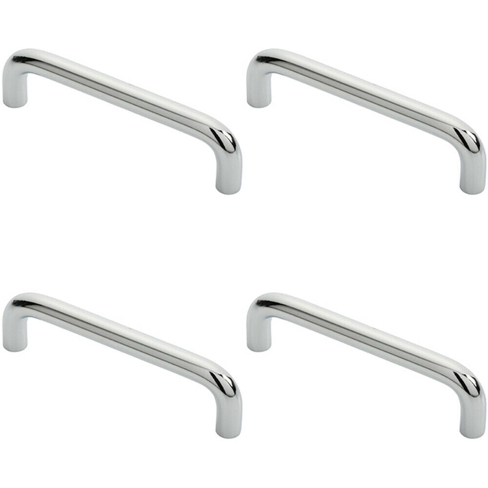 Loops 4x Round D Bar Cabinet Pull Handle 106 x 10mm 96mm Fixing Centres Chrome