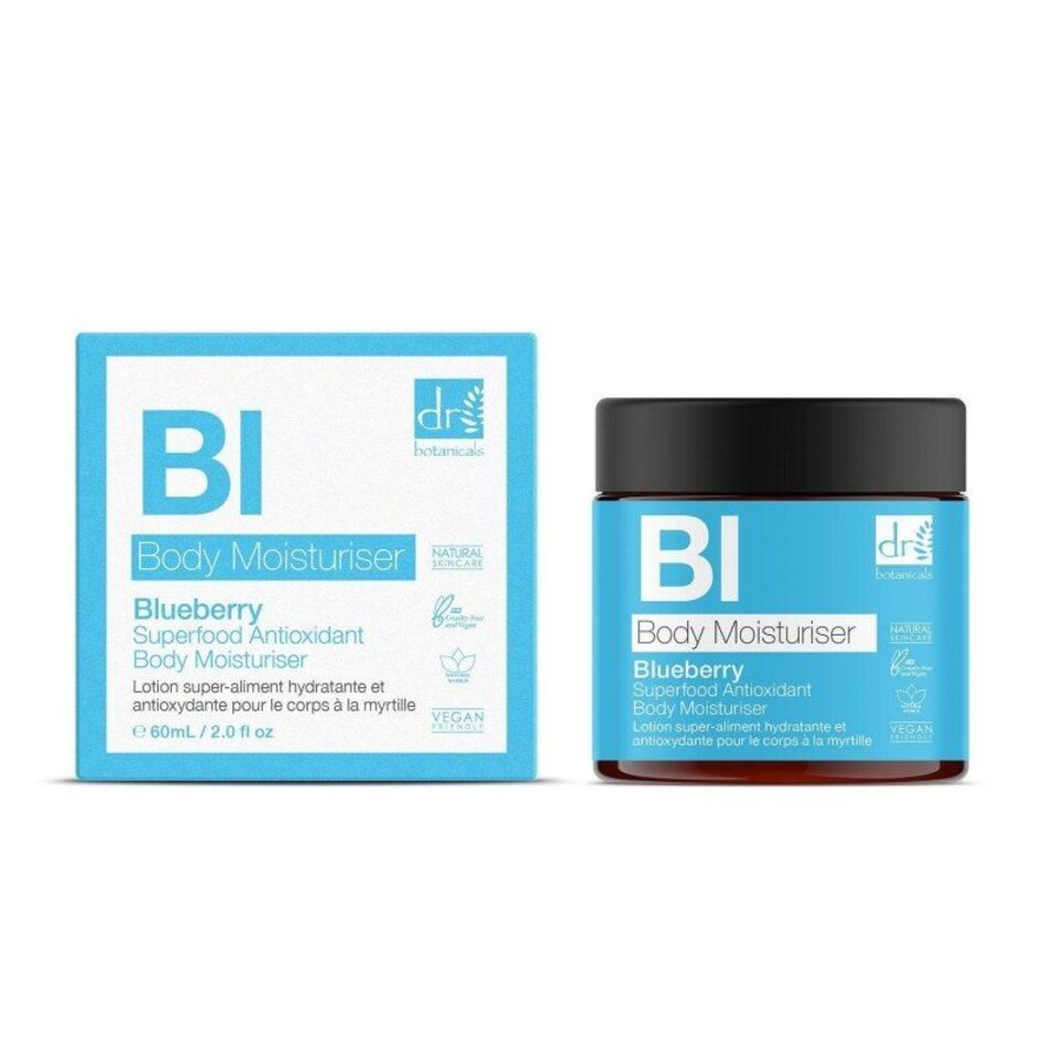 image 1 of Dr. Botanicals Blueberry Superfood Anti-Ageing Antioxidant Body Moisturiser 60ml for Fine Lines, Wrinkles, Dullness