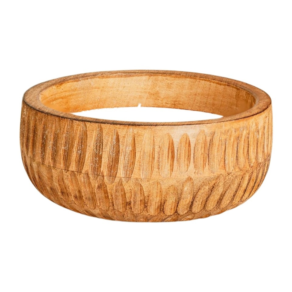 Marco Paul Wooden Bowl Candle Warm Apple Pie with 3 Wicks 19cm