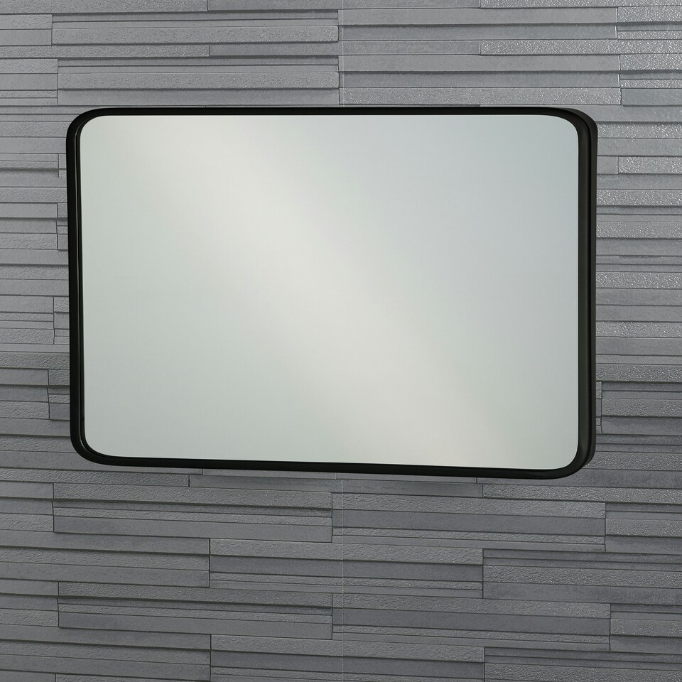 image 1 of Showerdrape Shoreditch Square Wall Mounted Black Framed Bathroom Mirror 40 x 40cm