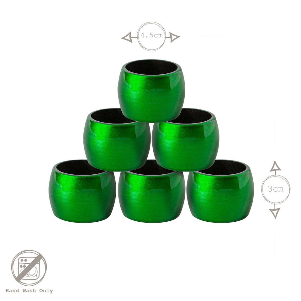 image 1 of Argon Tableware Metallic Napkin Rings - 4.5cm - Green - Pack of 6 | Green | Green