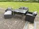 image 2 of Fimous 5 Seater Outdoor Dark Grey Mixed High Back Rattan Sofa Dining Table Set Love Seat Garden Furniture Big Footstool