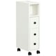 image 6 of kleankin Slim Bathroom Storage with 2 Drawers, 2 Open and Wheels, White