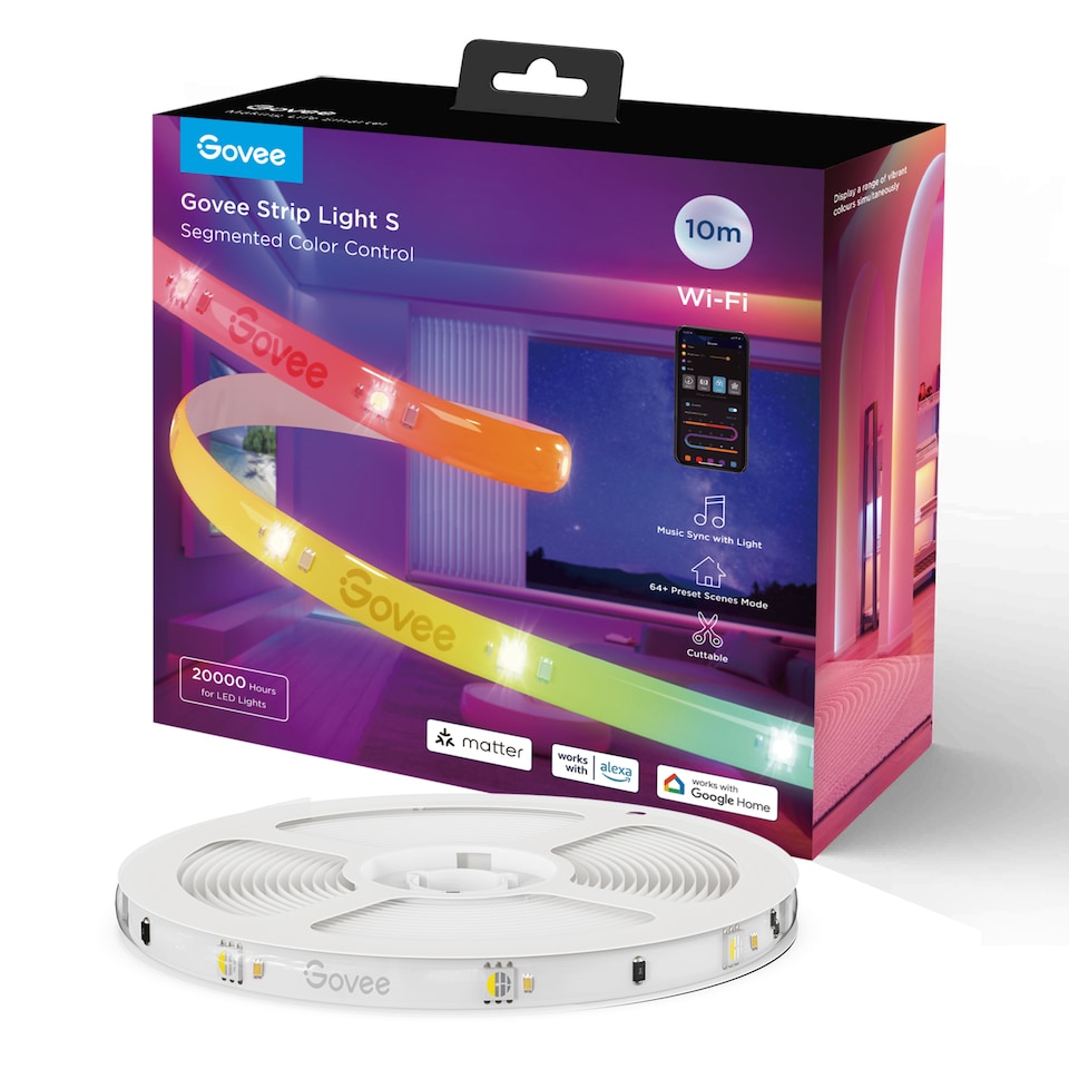 image 1 of Govee Wi-Fi + Bluetooth LED Strip Lights With Protective Coating (10M)Support Matter