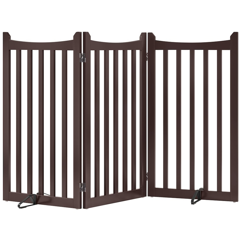 image 1 of Yaheetech 3-Panel Pet Puppy Fence with Two Support Feet, 50 × 90.5 cm | Multi | Espresso | Not provided