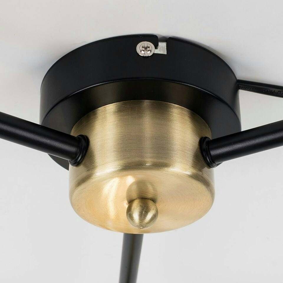 image 1 of ValueLights Connell Matte Black Semi-Flush Light and E27 GLS LED 4W Warm White 2700K Bulb