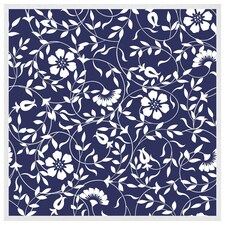 White flowers on navy (Picture Frame) White | L