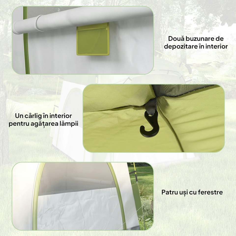 image 1 of Outsunny 4 Man Pop Up Tent Camping Backpacking Dome Tent, Green