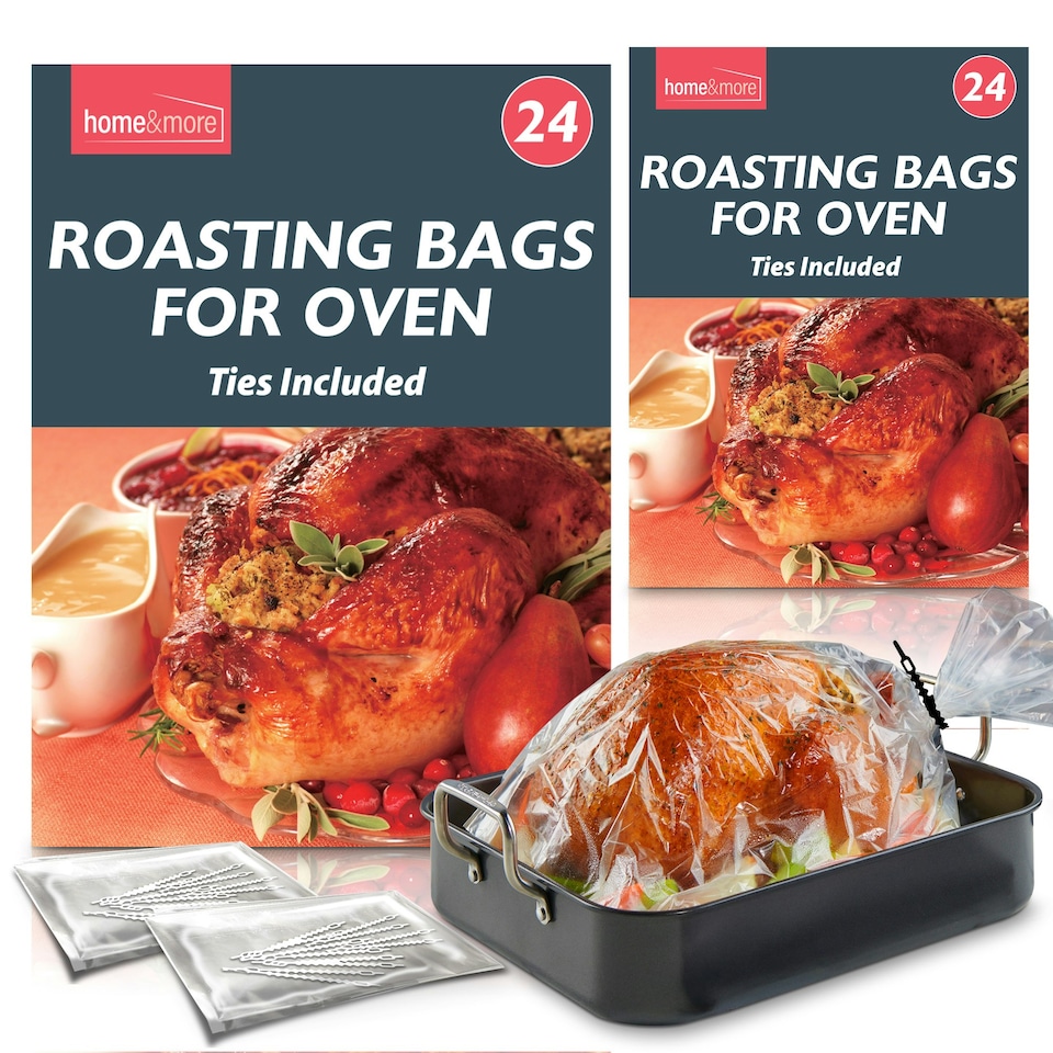 image 1 of 48pk Oven Roasting Bags with Ties | Ideal for Roastng Chicken, Turkey, Meat
