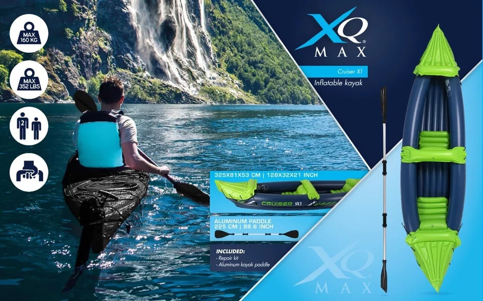 image 1 of XQ Max Cruiser 2-Person Inflatable Kayak Boat with Paddle