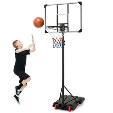 COSTWAY Portable Basketball Hoop Backboard Basketball Black | Standard