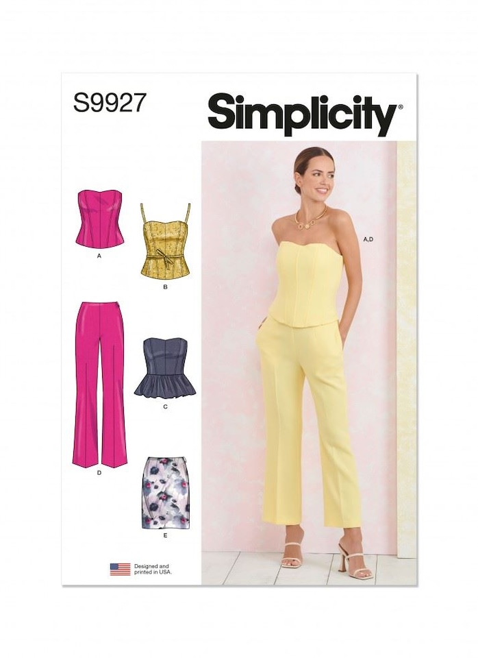 Simplicity 9927 Paper Sewing Pattern – Women’s Corsets, Trousers & Skirts, Size Y5 (18–20–22–24–26), Intermediate