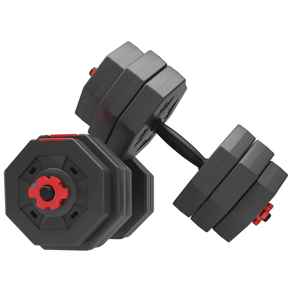 image 1 of Alivio Premium 20kg Adjustable Dumbbell & Barbell Set (Black)