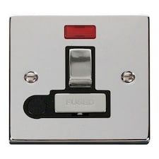 SE HOME Polished Chrome 13A Fused Ingot Connection Unit Switched With Neon With Flex | Chrome | Polished Chrome