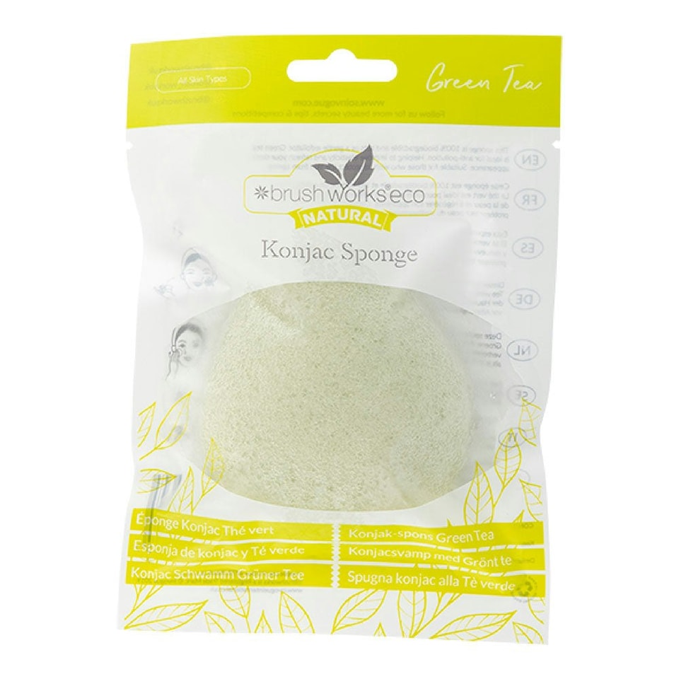 image 1 of Brushworks Green Tea Konjac Sponge