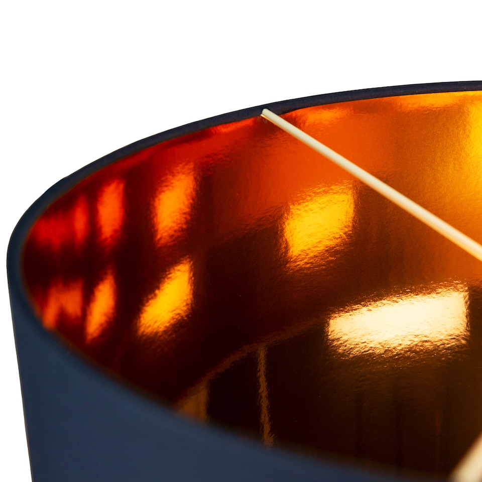 image 1 of Modern Midnight Blue Cotton 16 Inch Floor-Pendant Lamp Shade with Shiny Copper Inner | Blue